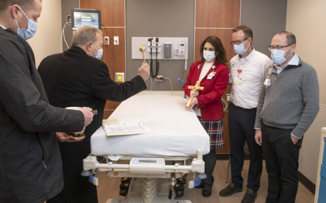 Bishop Robert Gruss blesses room in Ascension St. Mary's new emergency dept. (souce: Ascension St. Mary's)