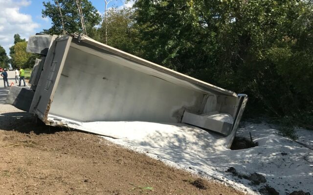 Police Investigating Overturned Salt Truck in Tuscola County