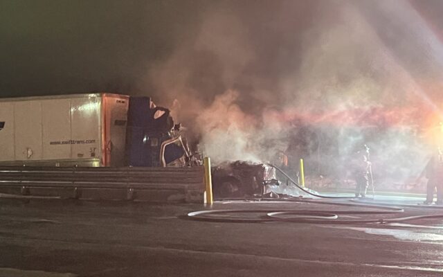 Saginaw Twp. Firefighters Extinguish Burning Semi Truck Friday Morning