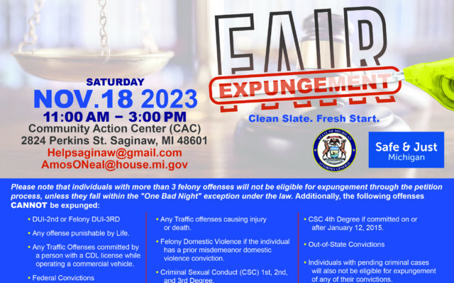 Free Expungement Clinic to be Hosted in Saginaw Saturday