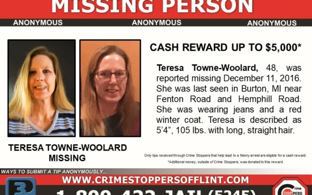 Reward Increased for Missing Burton Woman